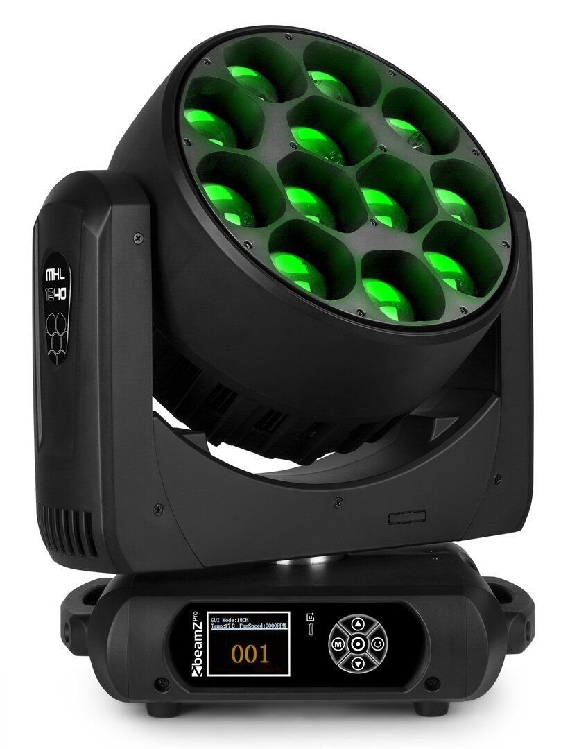 MHL1240 LED MOVING HEAD ZOOM 12X40W 2 PIECES IN FLIGHTCASE beamZ Pro