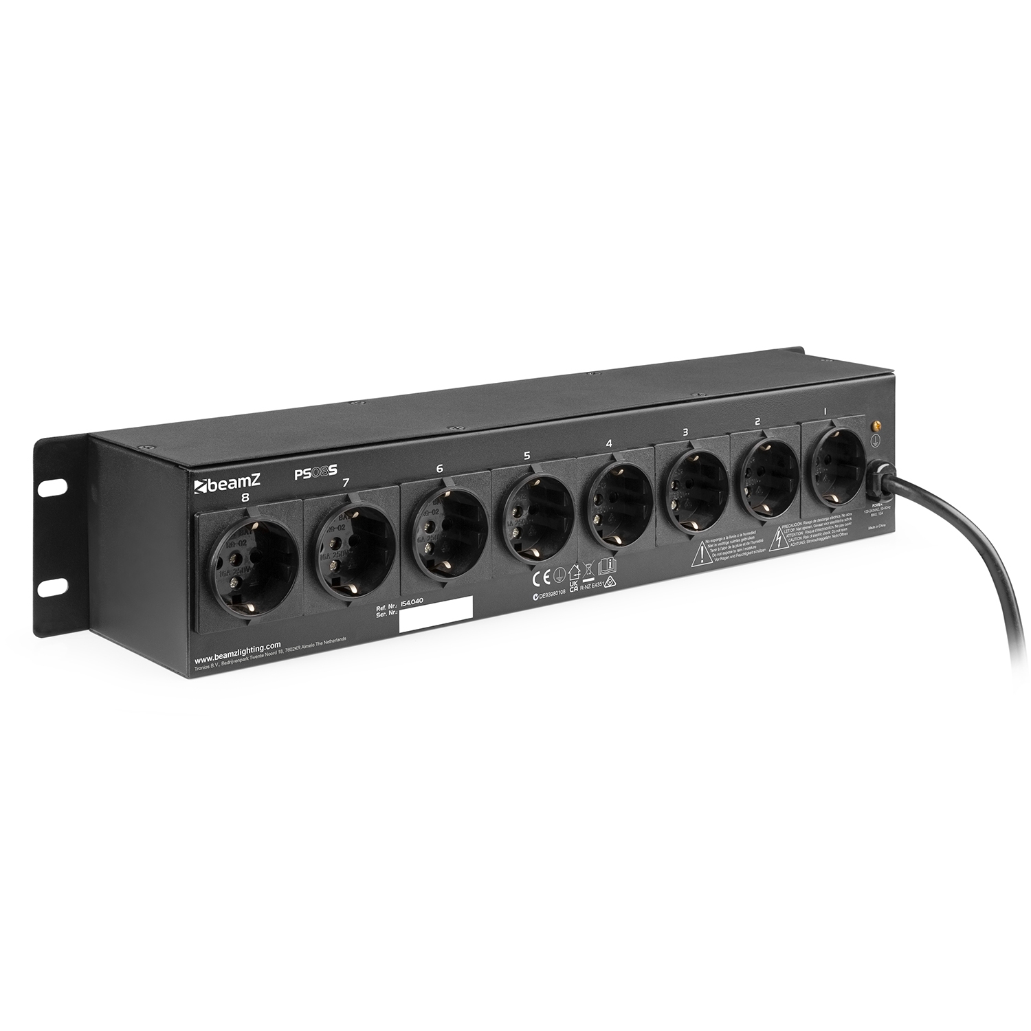 PS08S SWITCH PANEL 8-CHANNEL SCHUKO SOCKETS beamZ